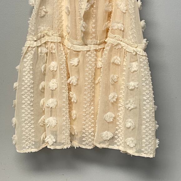 A Calin Maxi Dress Womens Small Cream Swiss Dot Pom-Pom Boho Feminine Elegant - Picture 7 of 11